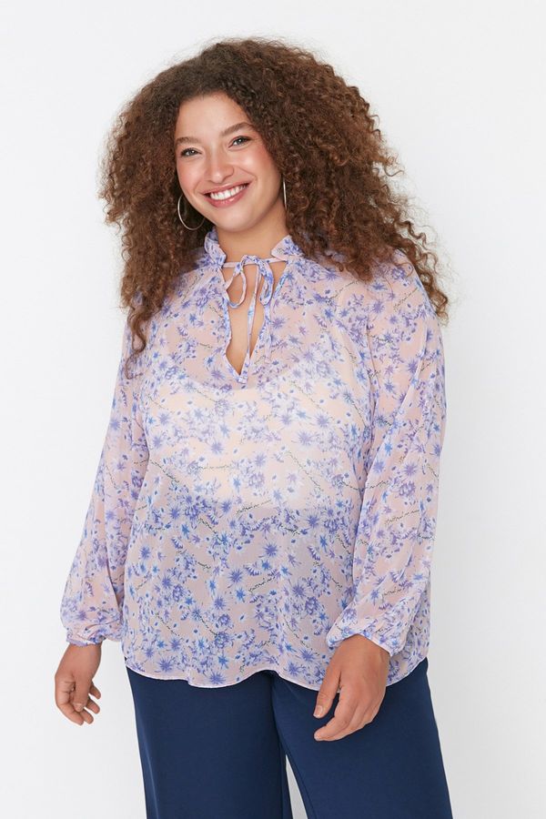 Trendyol Trendyol Curve Multicolored Patterned Chiffon Woven Blouse