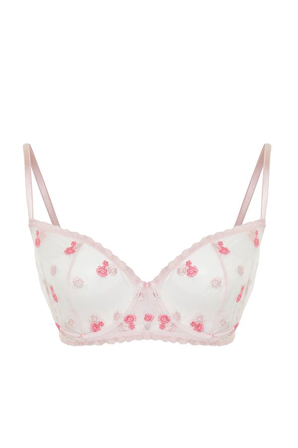 Trendyol Trendyol Curve Pink Floral Lace Capless Bra