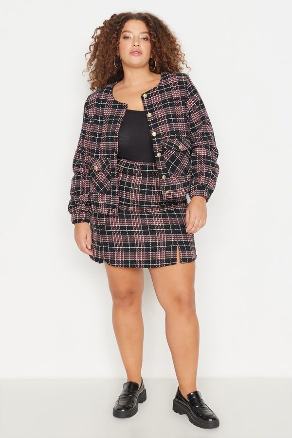 Trendyol Trendyol Curve Plaid Patterned Tweed Skirt