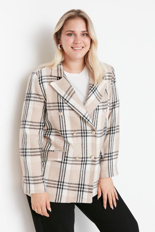 Trendyol Trendyol Curve Plus Size Jacket - Brown - Regular fit