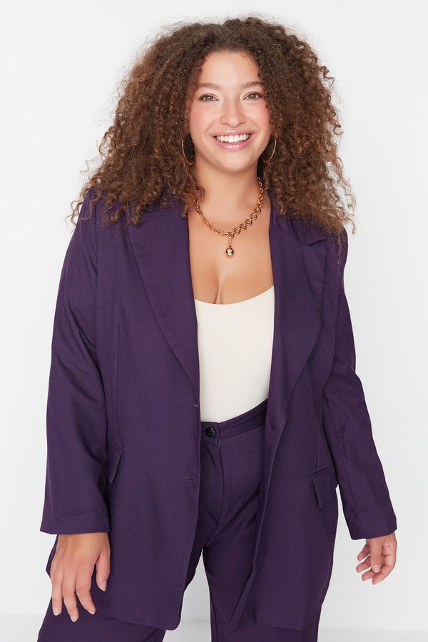 Trendyol Trendyol Curve Purple Oversize Blazer Woven Jacket