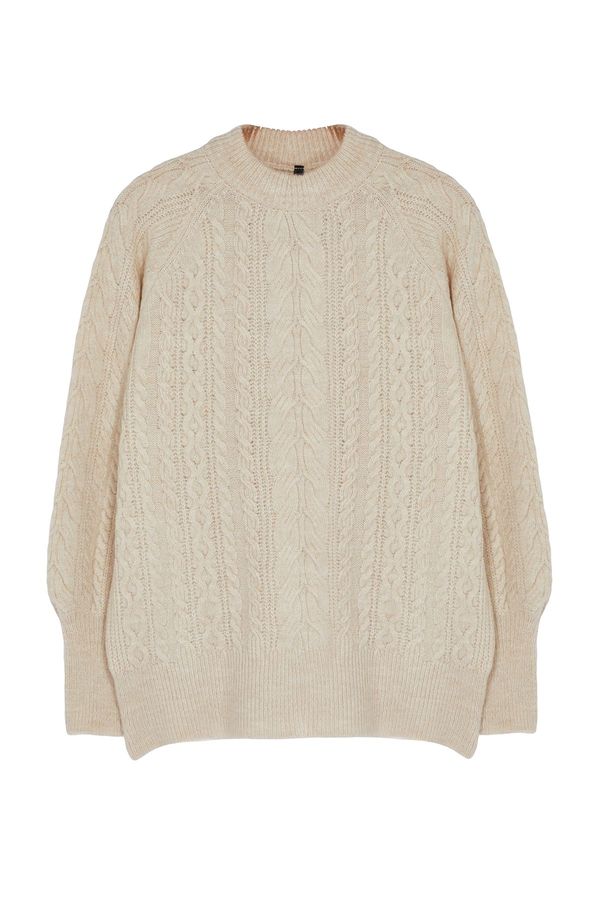 Trendyol Trendyol Curve Stone Braided Soft Textured Knitwear Sweater