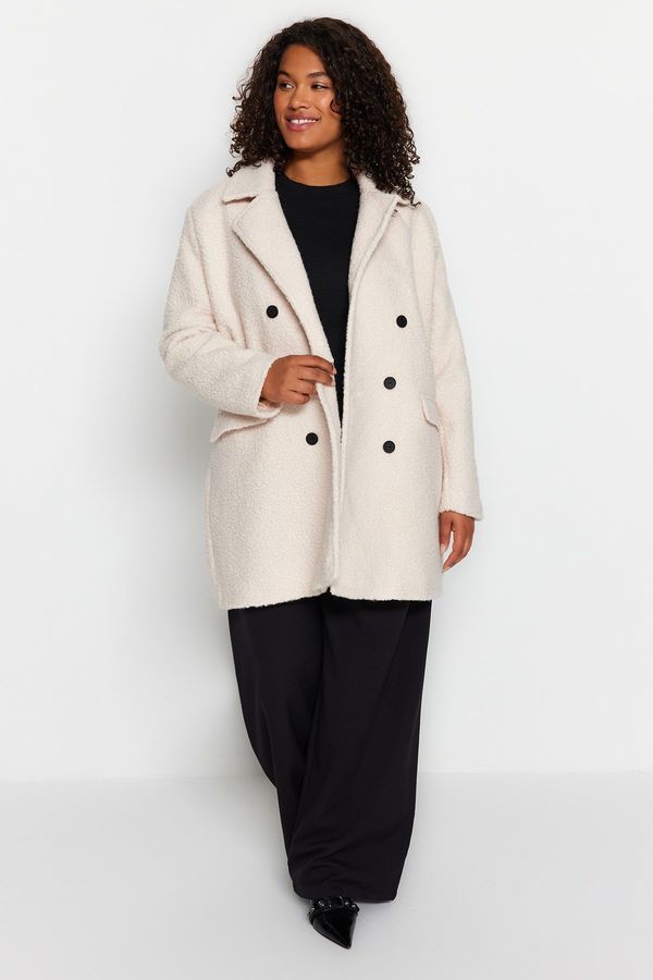 Trendyol Trendyol Curve Stone Regular Fit Boucle Fabric Coat