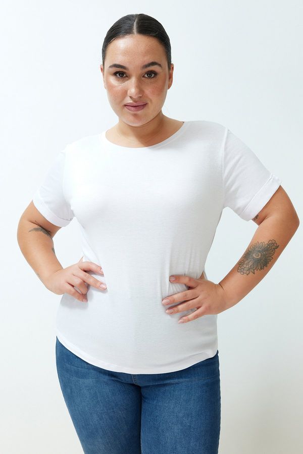 Trendyol Trendyol Curve White Boat Neck Knitted T-shirt