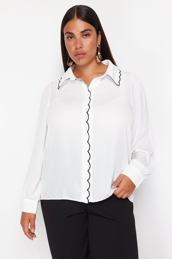 Trendyol Trendyol Curve White Embroidery Detail Woven Shirt