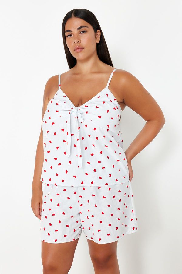 Trendyol Trendyol Curve White Heart Strap Woven Pajama Set