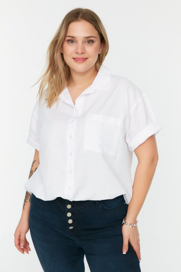 Trendyol Trendyol Curve White Pocket Detailed Shirt