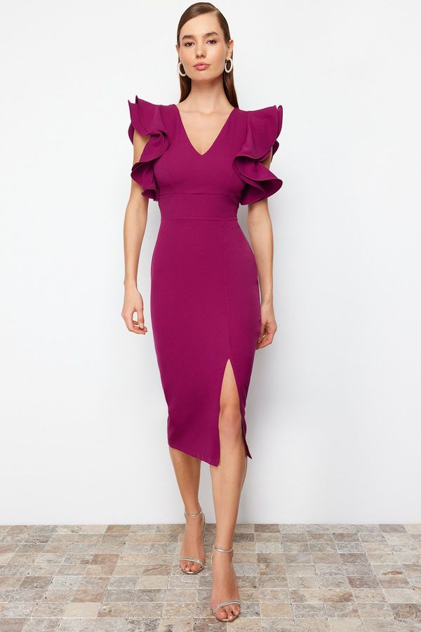 Trendyol Trendyol Damson Flounced Elegant Evening Dress