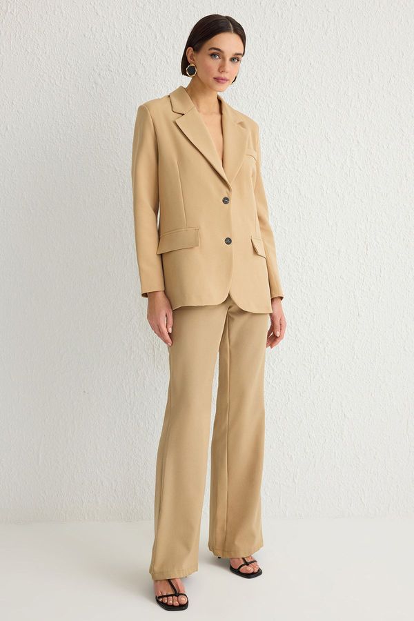 Trendyol Trendyol Dark Beige Back Tie Detail Oversize Blazer Jacket