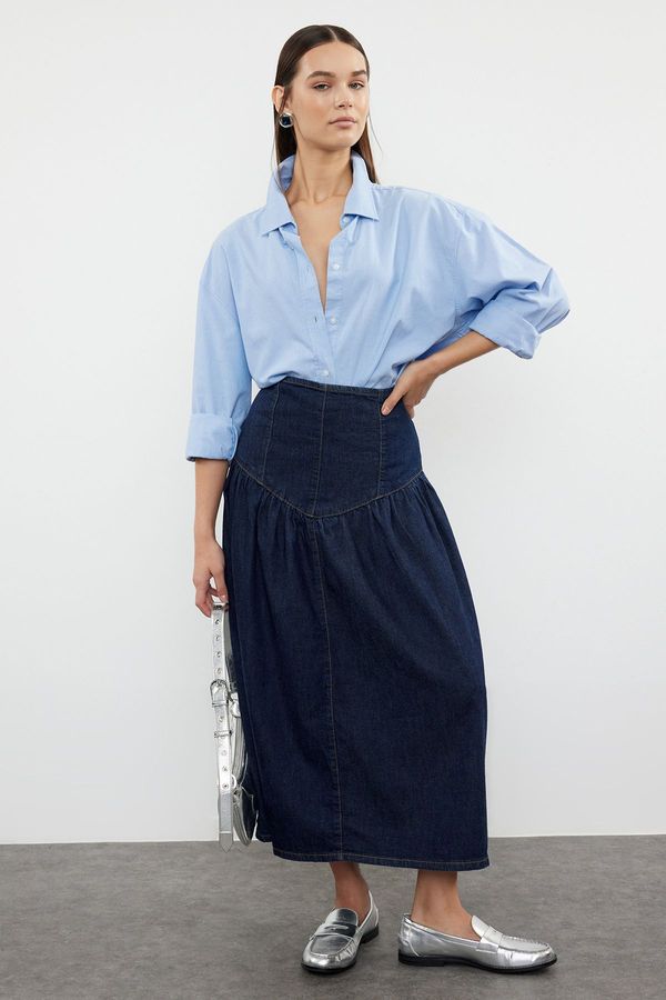 Trendyol Trendyol Dark Blue Midi Denim Skirt