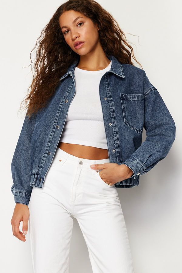 Trendyol Trendyol Dark Blue More Sustainable Bomber Denim Jacket