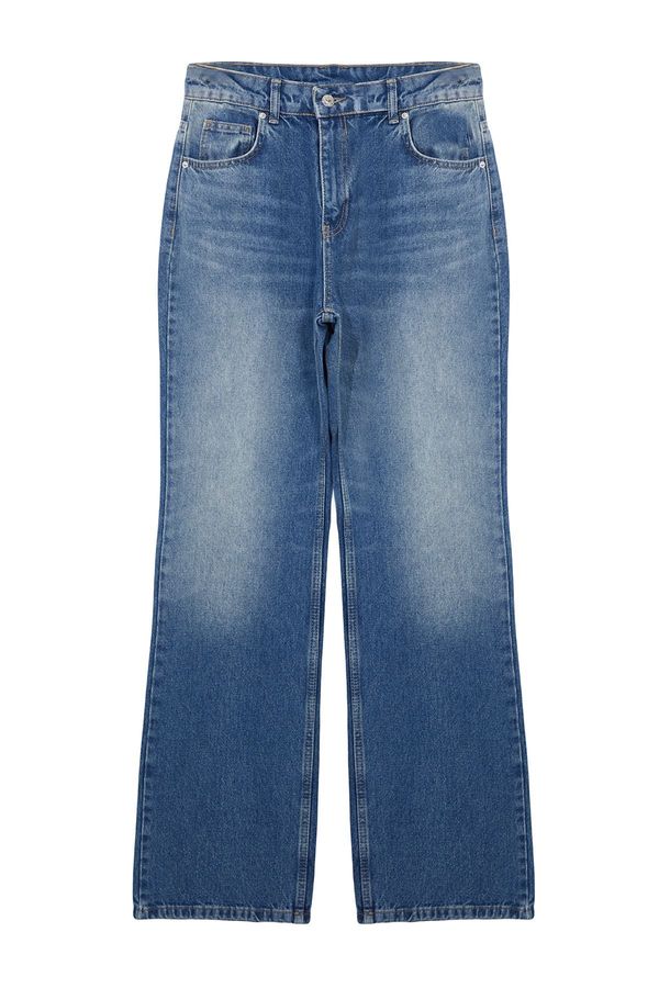 Trendyol Trendyol Dark Blue Normal Waist Wide Leg Jeans