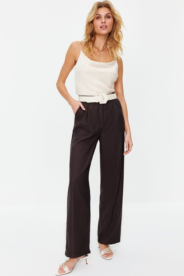 Trendyol Trendyol Dark Brown Straight/Straight Fit Woven Trousers