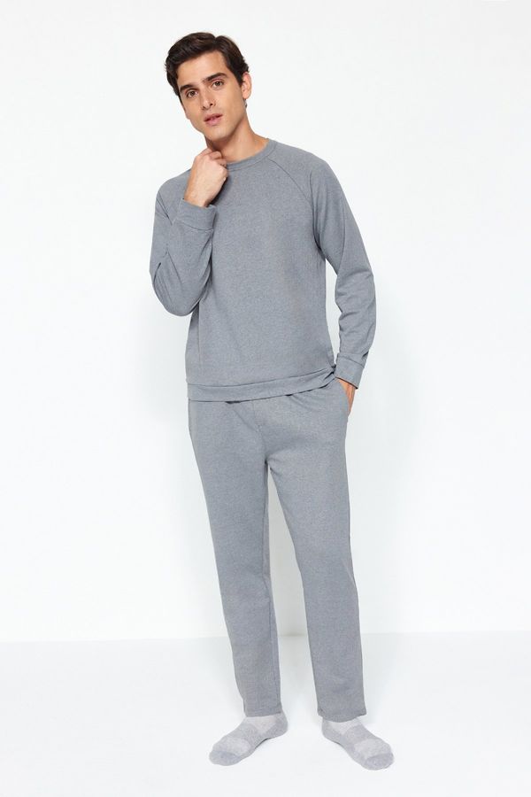 Trendyol Trendyol Dark Gray Regular Fit Knitted Pajamas Set