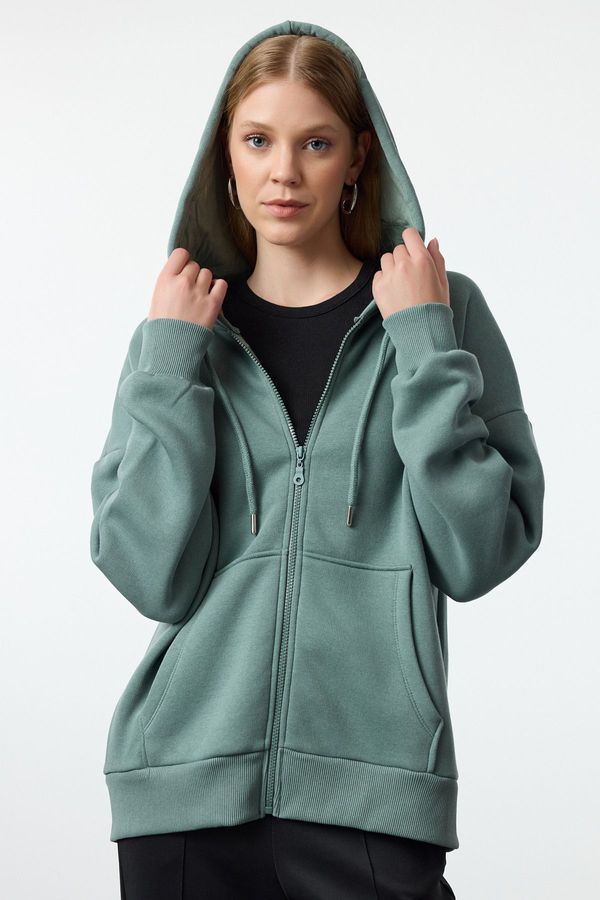 Trendyol Trendyol Dark Green Knitted Sweatshirt