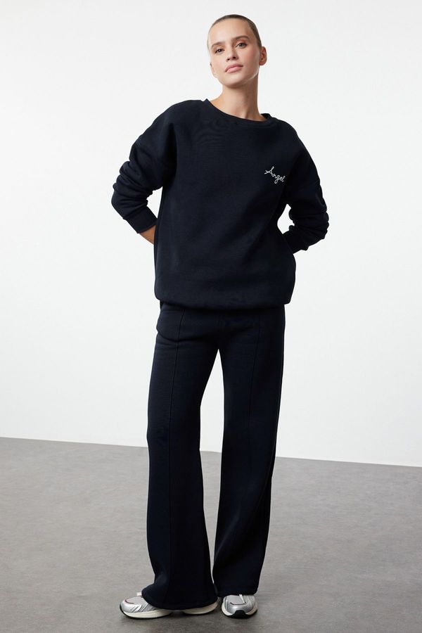 Trendyol Trendyol Dark Navy Blue Oversize Thick Polar Fleece Knitted Sweatshirt