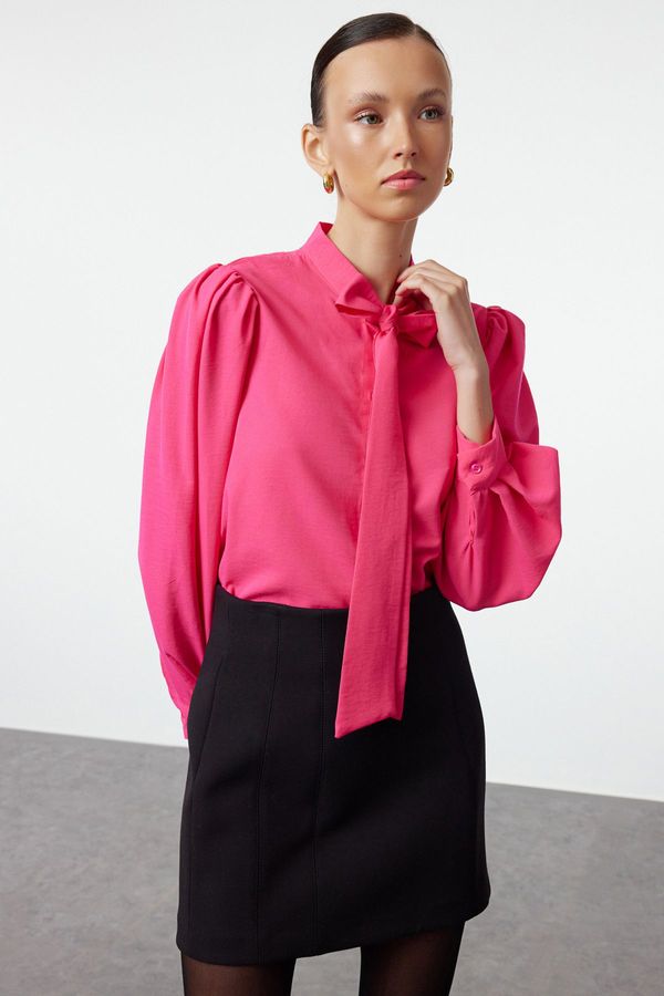 Trendyol Trendyol Dark Pink Scarf Woven Shirt