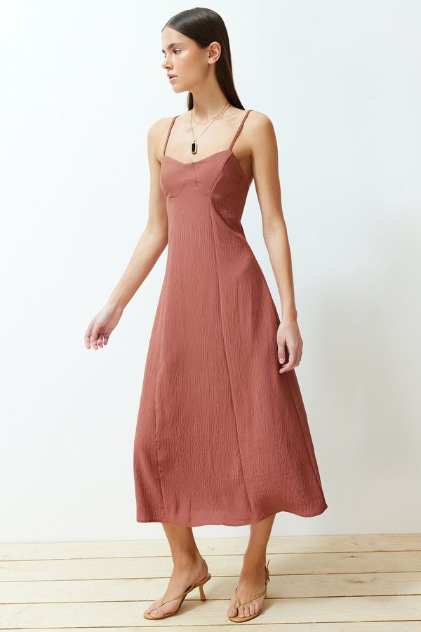 Trendyol Trendyol Dried Rose A-line Midi Strap Woven Dress