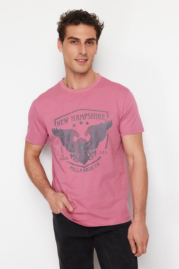 Trendyol Trendyol Dusty Rose Eagle Printed Regular/Normal Cut T-Shirt