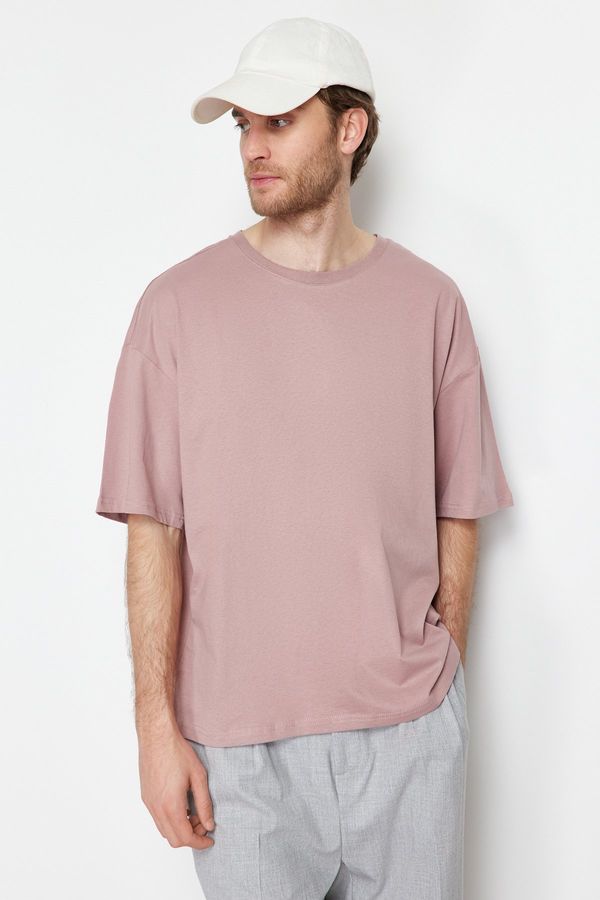 Trendyol Trendyol Dusty Rose Oversize/Wide Cut Basic 100% Cotton T-Shirt