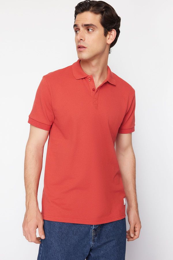 Trendyol Trendyol Dusty Rose Regular/Normal Cut Short Sleeve Label Appliqued Polo Neck T-shirt