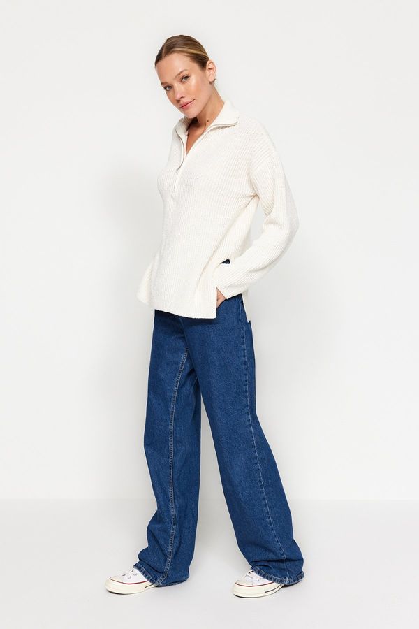 Trendyol Trendyol Ecru bolj trajnosten pulover za pletenine prevelike velikosti