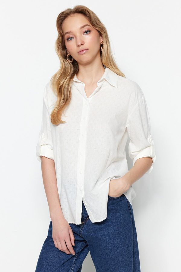 Trendyol Trendyol Ecru Classic Woven Shirt