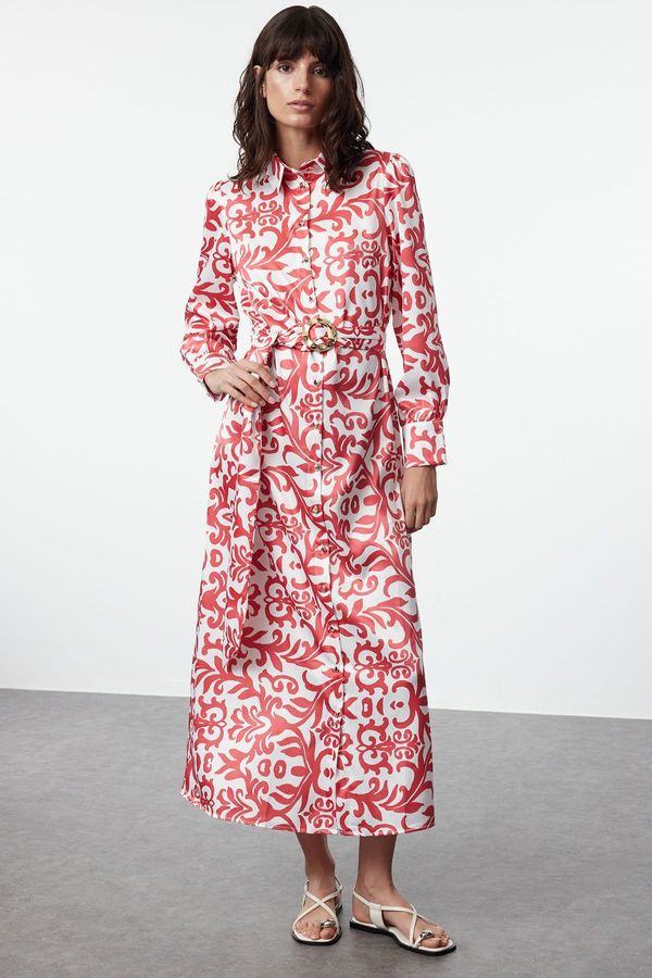 Trendyol Trendyol Ecru Floral Patterned Woven Dress