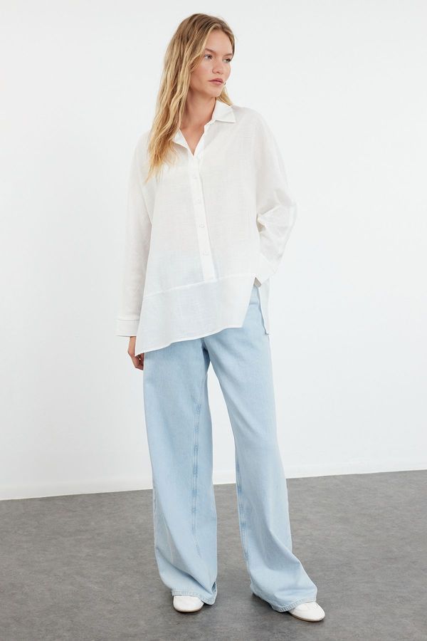 Trendyol Trendyol Ecru Linen Look Woven Shirt