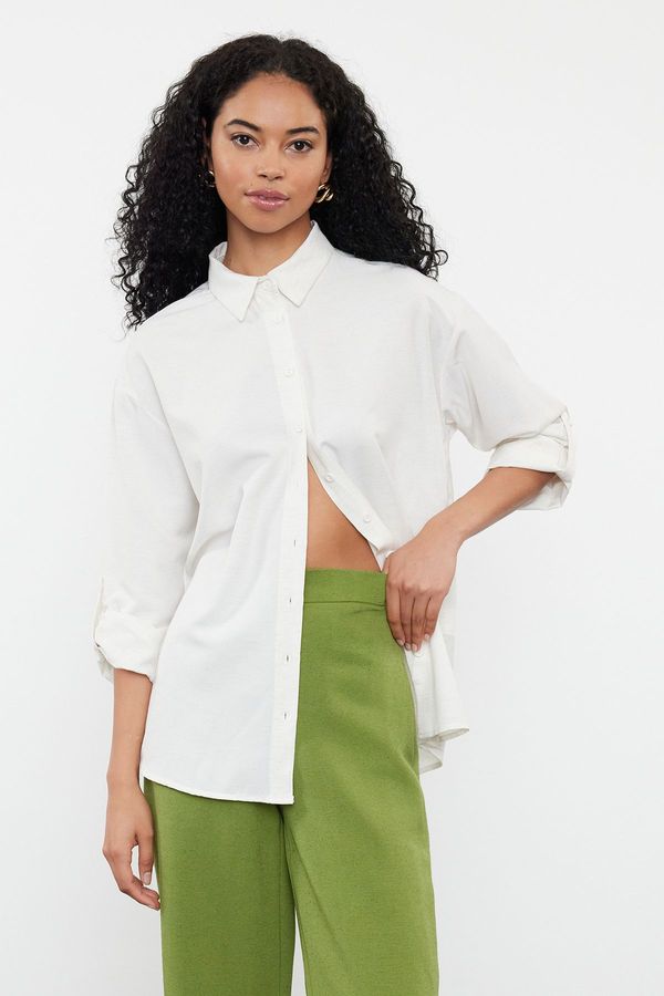 Trendyol Trendyol Ecru Linen Look Woven Shirt