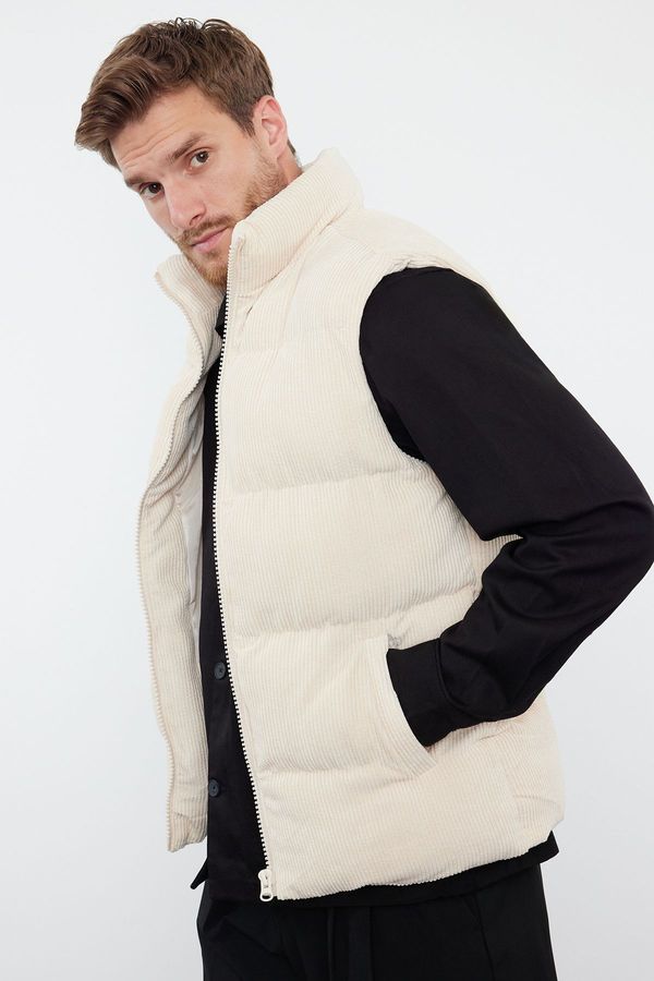 Trendyol Trendyol Ecru Men's Regular Fit Winter Velvet Vest