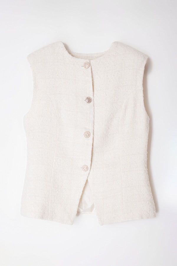 Trendyol Trendyol Ecru Regular Tweed Vest