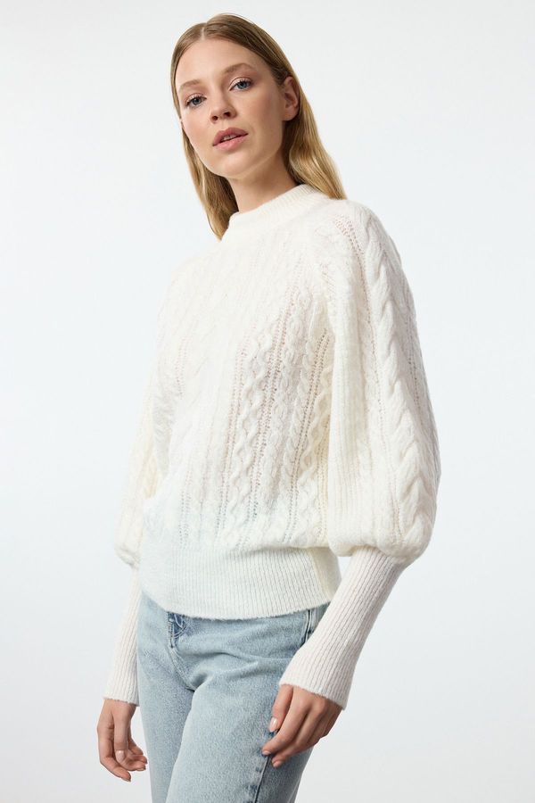 Trendyol Trendyol Ecru Soft Textured Hair Knitted Sweater