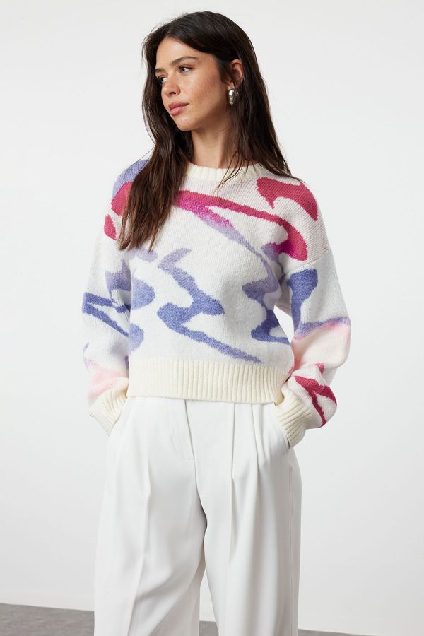 Trendyol Trendyol Ecru Soft Textured Patterned Knitwear Sweater
