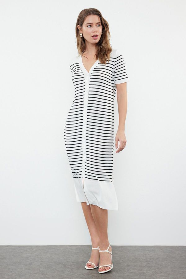 Trendyol Trendyol Ecru Striped Knitwear Dress