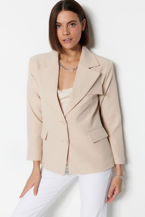 Trendyol Trendyol Ecru Woven Lined Blazer Jacket