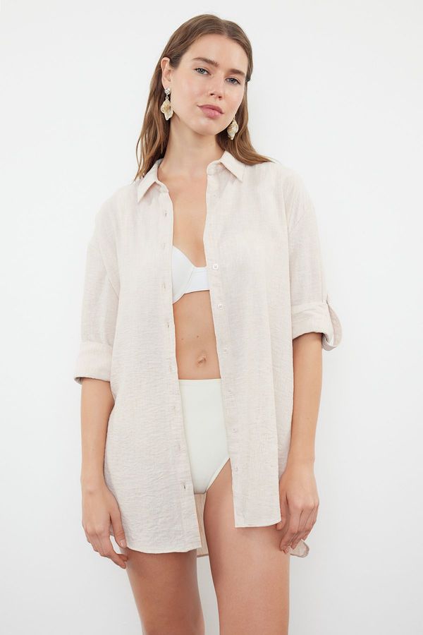 Trendyol Trendyol Ecru Woven Linen Look Shirt