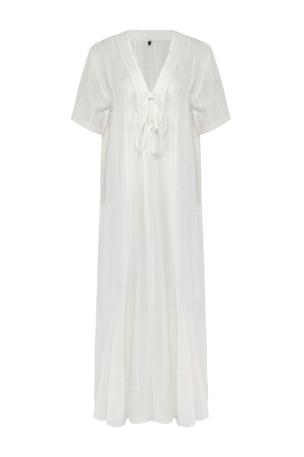 Trendyol Trendyol Ecru*001 Plain Relaxed Maxi Woven Striped 50% Viscose, 50% Nylon Dress