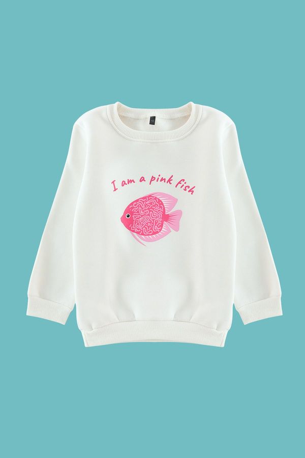 Trendyol Trendyol Ecru*001 Slogan Cotton Knitted Sweatshirt