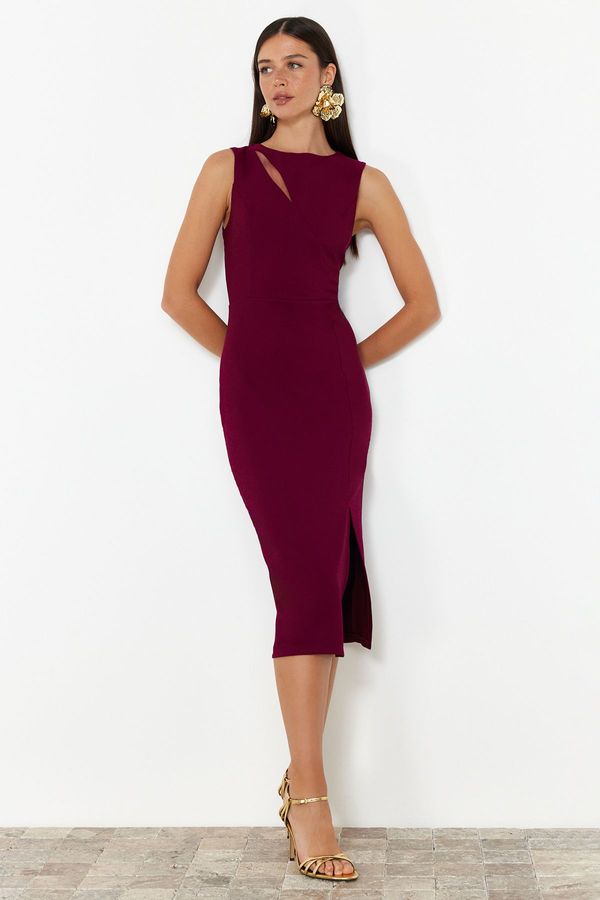 Trendyol Trendyol Elegant Evening Dress with Plum Collar Detail