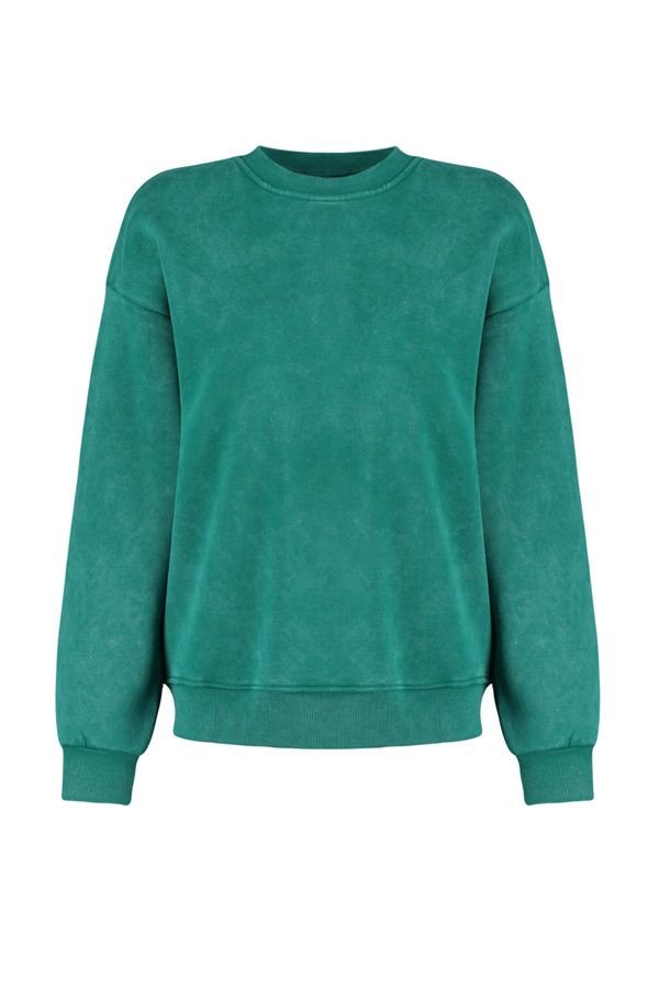 Trendyol Trendyol Emerald Aged/Faded Effect Thick Fleece Inside Oversized/Wide-Fit Sweatshirt