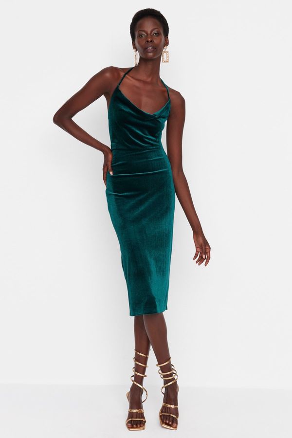 Trendyol Trendyol Emerald Green Evening Dress With Straps