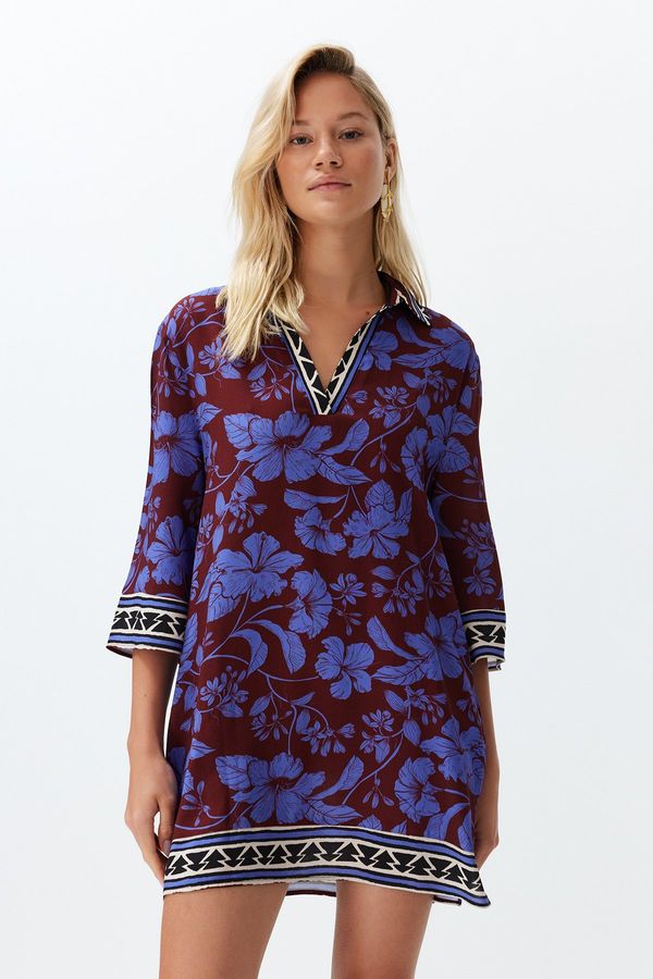 Trendyol Trendyol Floral Pattern Wide Fit Mini Woven Beach Dress