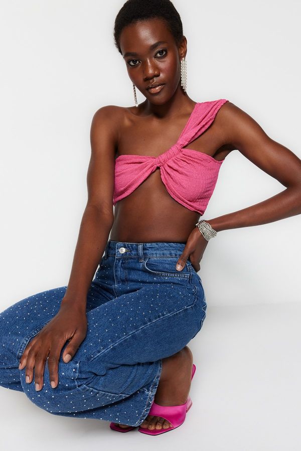 Trendyol Trendyol Fuchsia Crop Knitted Textured Bustier