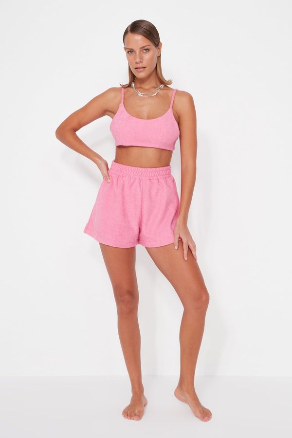 Trendyol Trendyol Fuchsia Knitted Towel Blouse Short Set