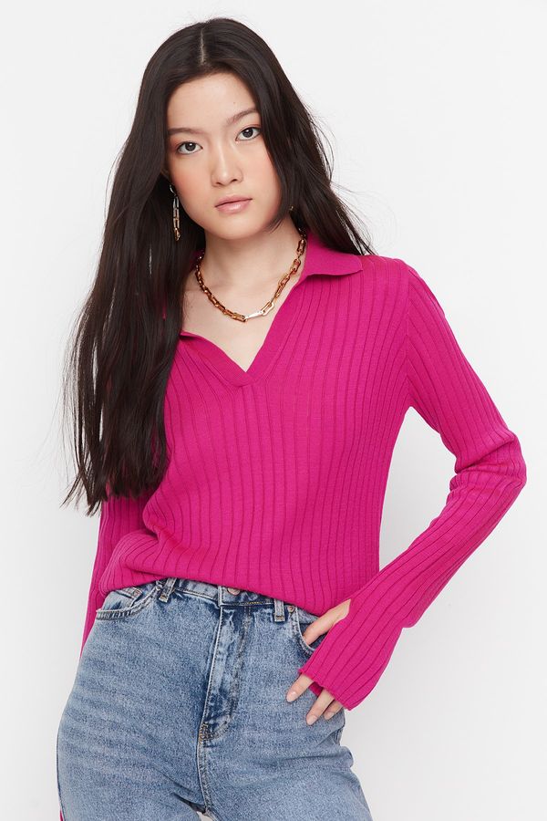 Trendyol Trendyol Fuchsia Polo pulover za pletenine za vrat