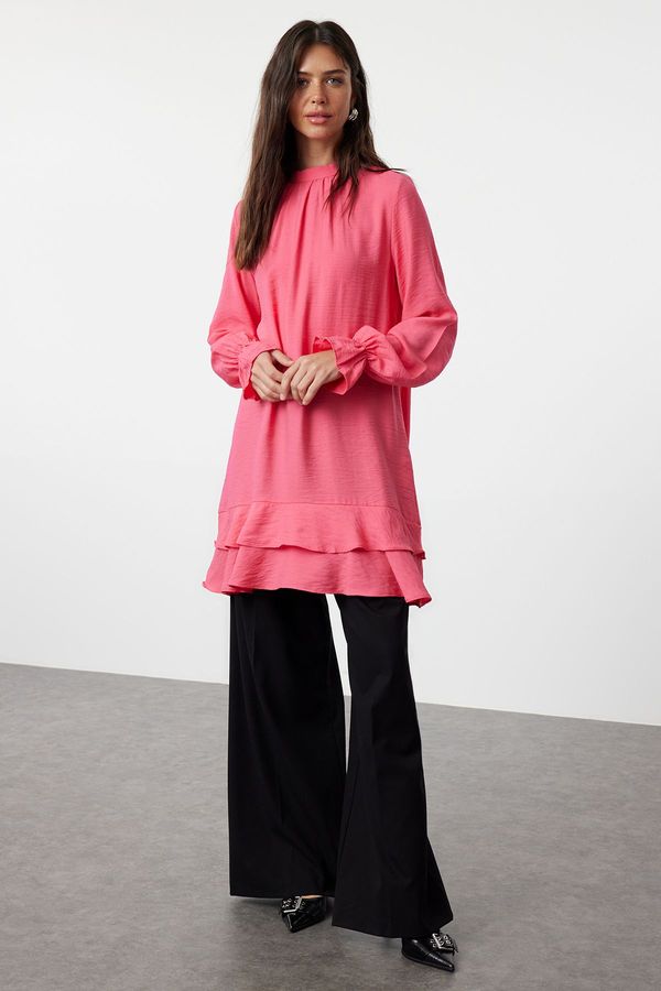 Trendyol Trendyol Fuchsia Skirt Ruffled Woven Viscose Tunic