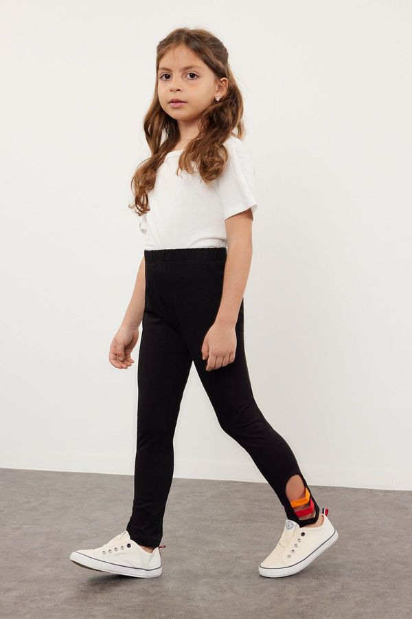 Trendyol Trendyol Girl's Black Knitted Tights with Side Detail