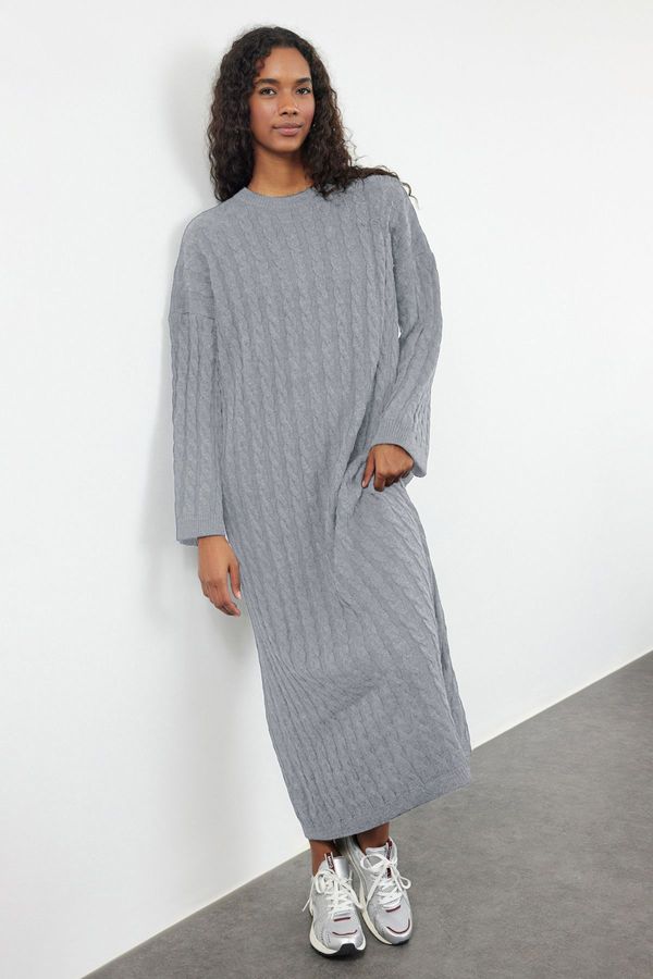 Trendyol Trendyol Gray Hair Knit Maxi Sweater Dress