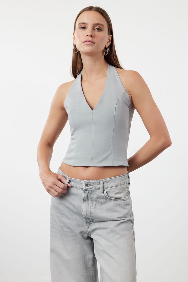 Trendyol Trendyol Gray Halter Neck Woven Blouse